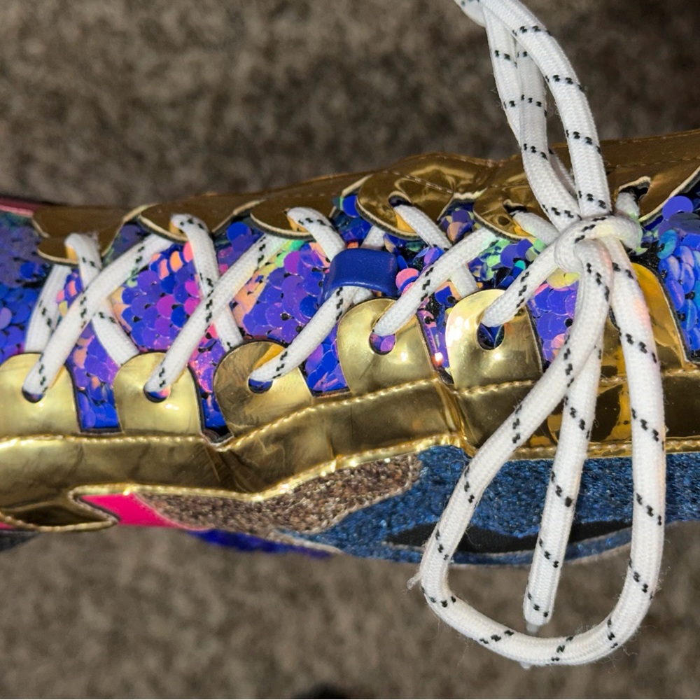 Cape Robbin Pink and Gold Sequin Heeled Boots - Picture 6 of 9